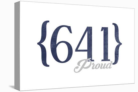 Des Moines, Iowa - 641 Area Code (Blue)-Lantern Press-Stretched Canvas