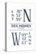 Des Moines, Iowa - Latitude and Longitude (Blue)-Lantern Press-Stretched Canvas