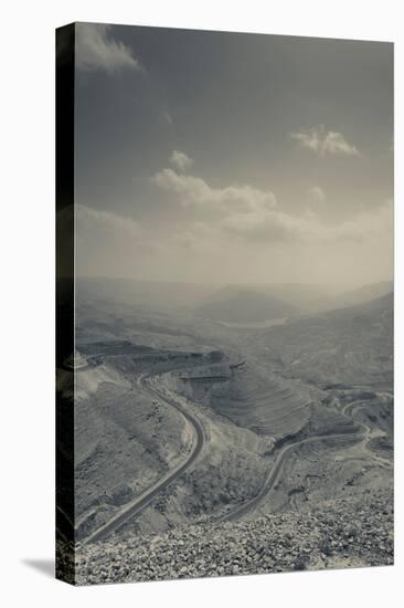Desert landscape with highway, Wadi Mujib, Kings Highway, Jordan-null-Premier Image Canvas