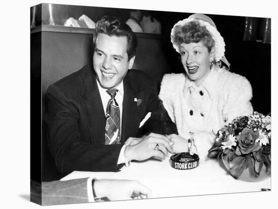 Desi Arnaz and Lucille Ball at the Stork Club, 1947-null-Stretched Canvas