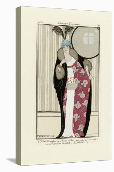 Design for Dress Made from Crepe De Chine and Fur Coat, from Costumes Parisien, Pub.1912 (Pochoir P-Georges Barbier-Premier Image Canvas