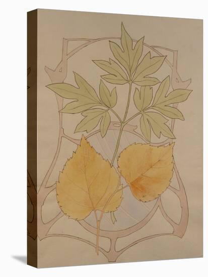 Design with Fig and Vine Leaves and a Sinuous Art Nouveau Motif in the Background.-Koloman Moser-Premier Image Canvas