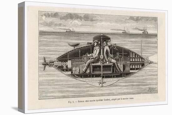 Designed by Claude Goubet in 1885: The First Electrically Powered Submarine-Poyet-Stretched Canvas