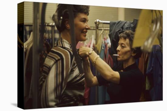 Designer's Aide Fritzi De Majo, of Sacony, Adjusts the Model's Clothing, New York, NY, 1960-Walter Sanders-Premier Image Canvas