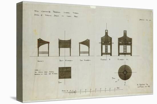 Designs for Writing Desks Shown in Front and Side Elevations, for the Ingram Street Tea Rooms, 1909-Charles Rennie Mackintosh-Premier Image Canvas