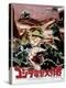 Destroy All Monsters, Godzilla on Japanese Poster Art, 1968-null-Stretched Canvas