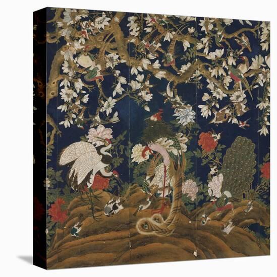 Detail from a Set of Chinese Painted Wallpaper Panels Depicting Pheasants, Phoenix and Peacocks…-Chinese School-Premier Image Canvas