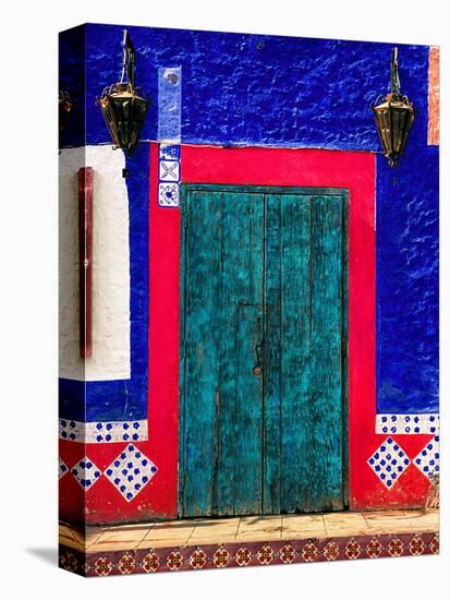 Detail of Colorful Wooden Door and Step, Cabo San Lucas, Mexico-Nancy & Steve Ross-Premier Image Canvas