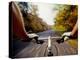 Detail of Cyclist View while Riding on the Roads-null-Premier Image Canvas