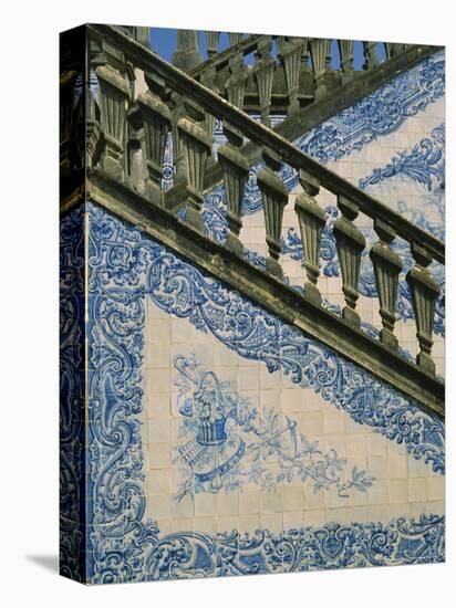 Detail of External Staircase Decorated with Azulejos (Tiles), Algarve, Portugal-Nedra Westwater-Premier Image Canvas