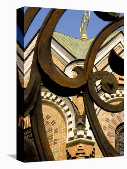 Detail of Iron Gate with Cathedral in Background, St. Petersburg, Russia-Nancy & Steve Ross-Premier Image Canvas