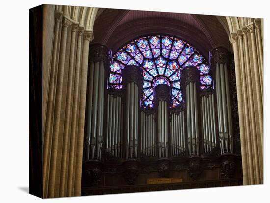 Detail of Notre Dame Cathedral Pipe Organ and Stained Glass Window, Paris, France-Jim Zuckerman-Premier Image Canvas