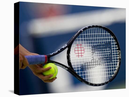 Detail of Tennis Player Holding the Racquet and Ball About to Serve-null-Premier Image Canvas