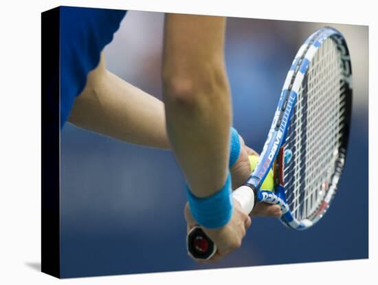 Detail of Tennis Player Holding the Racquet and Ball About to Serve-null-Premier Image Canvas