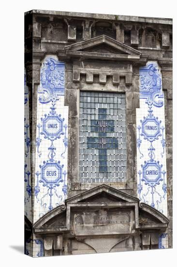 Detail of the Azulejos Adorned Front Facade of the Church of Saint Lldefonso Porto Portugal-Julian Castle-Stretched Canvas