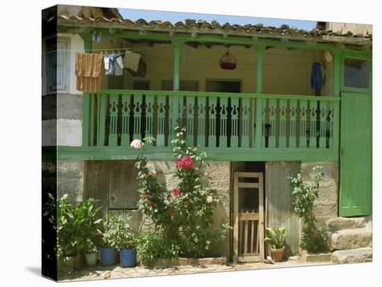 Detail of the Exterior of a House with a Green Door and Woodwork, Arenas De San Pedro, Spain-Michael Busselle-Premier Image Canvas