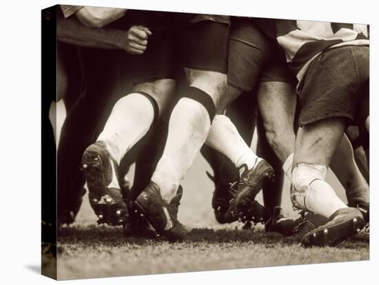 Detail of the Feet of a Group of Ruby Players in a Scrum, Paris, France-null-Premier Image Canvas