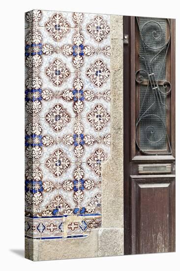 Detail of Traditional Painted Ceramic Azulejos Tiles and Doorway, Ilhavo, Beira Litoral, Portugal-Julian Castle-Stretched Canvas