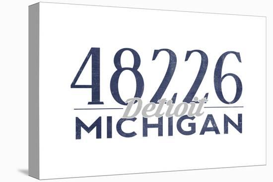 Detroit, Michigan - 48226 Zip Code (Blue)-Lantern Press-Stretched Canvas