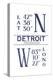 Detroit, Michigan - Latitude and Longitude (Blue)-Lantern Press-Stretched Canvas