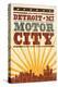 Detroit, Michigan - Skyline and Sunburst Screenprint Style-Lantern Press-Stretched Canvas