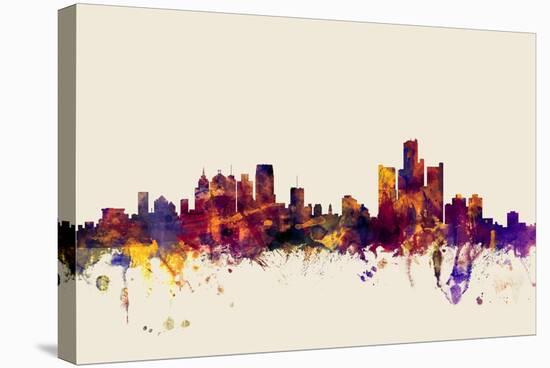 Detroit Michigan Skyline-Michael Tompsett-Stretched Canvas