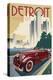 Detroit, Michigan - Vintage Car and Skyline-Lantern Press-Stretched Canvas