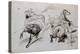Deux études d'homme nu, l'un attaché à un cheval, l'autre tombant de cheval; croquis pour un-Eugene Delacroix-Premier Image Canvas