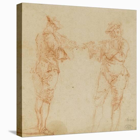 Deux hommes debout jouant de la flûte-Nicolas Lancret-Premier Image Canvas