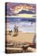 Dewey Beach, Delaware - Beach Scene and Surfers-Lantern Press-Stretched Canvas