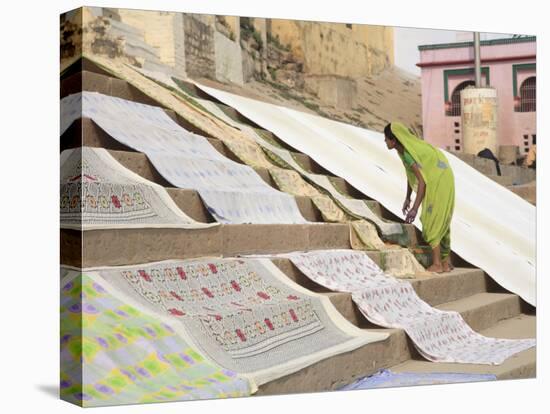 Dhobi Wallah Drying Laundry, Ghats, Varanasi, Uttar Pradesh, India, Asia-Wendy Connett-Premier Image Canvas