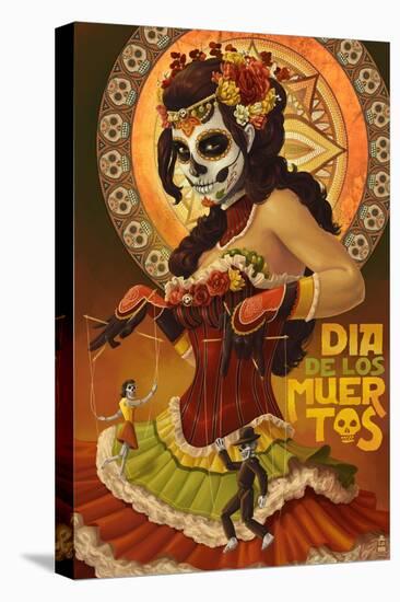 Dia De Los Muertos Marionettes-Lantern Press-Stretched Canvas