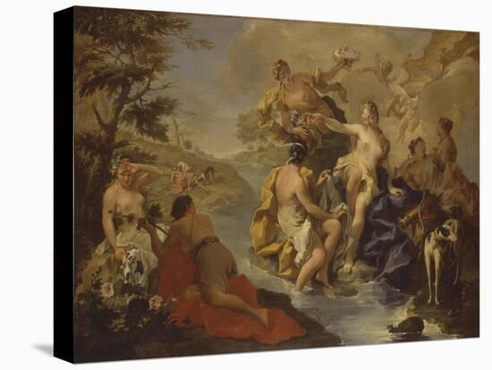 Diana with the Nymphs and Actaeon Devoured by Dogs-Giambattista Pittoni-Stretched Canvas