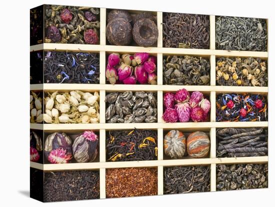 Different Tea Types : Green, Black, Floral , Herbal In A Box Background-Madlen-Stretched Canvas