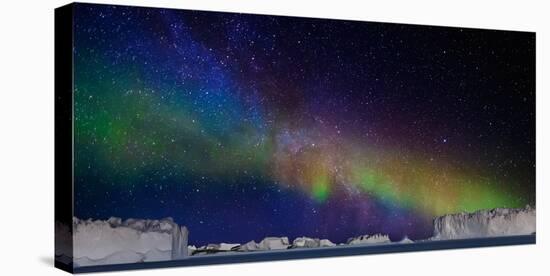 Digital Composite - Aurora Borealis or Northern Lights in Iceland and Icebergs in Greenland-null-Premier Image Canvas