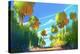 Digital Painting of Colorful Forest and Trees,Nature Green Wood Backgrounds,Illustration-Tithi Luadthong-Stretched Canvas