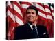 Digitally Restored Vector Photo of President Ronald Reagan in Front of American Flag-Stocktrek Images-Premier Image Canvas