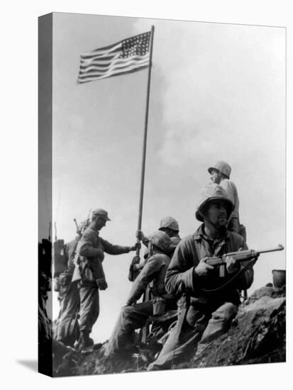 Digitally Restored Vector Photograph of the 1st American Flag Raising-Stocktrek Images-Premier Image Canvas