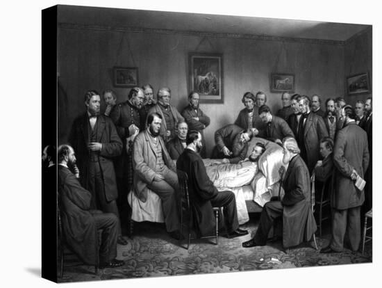 Digitally Restored Vintage Civil War Print of President Abraham Lincoln On His Deathbed-Stocktrek Images-Premier Image Canvas