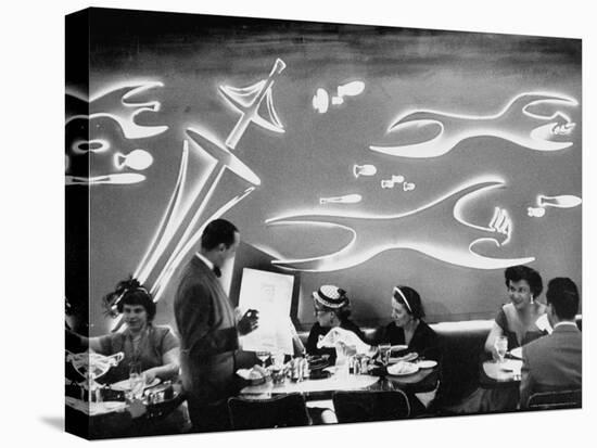 Dimly Lit Wall of the Sea Restaurant, with Customers Reading Their Menus with Flashlights-Wallace Kirkland-Premier Image Canvas