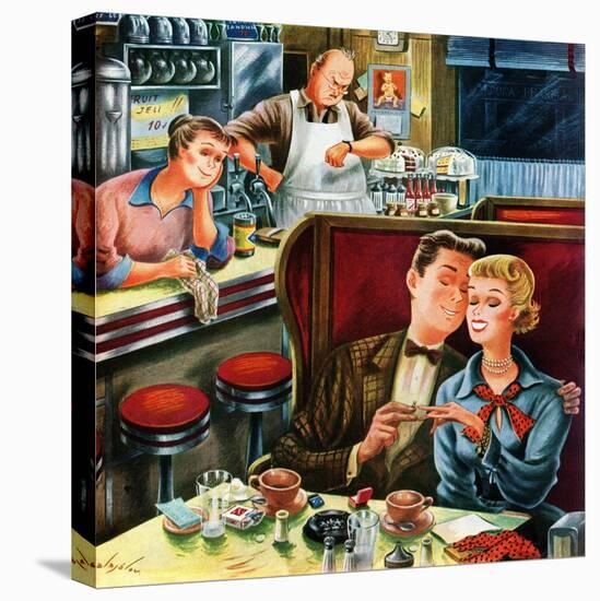 "Diner Engagement", July 15, 1950-Constantin Alajalov-Premier Image Canvas