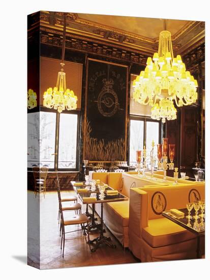 Dining Room with Black Crystal Chandelier, Le Cristal Room, Baccarat Restaurant, France-Per Karlsson-Premier Image Canvas