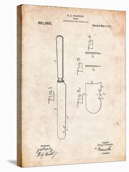 Dinner Knife Patent-Cole Borders-Stretched Canvas