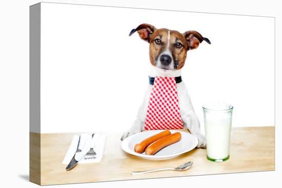 Dinner Meal at Table Dog-Javier Brosch-Premier Image Canvas