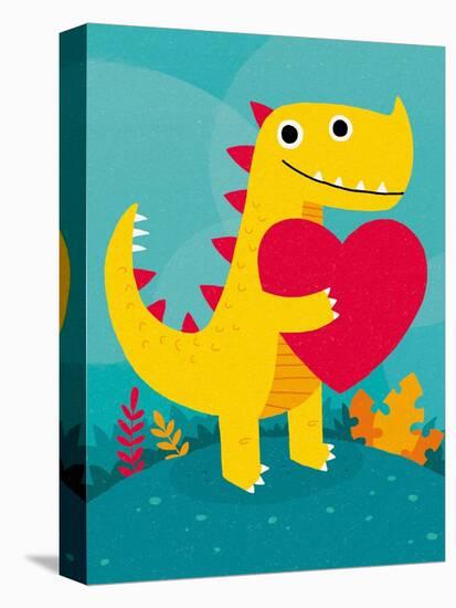 Dino Love-Michael Buxton-Stretched Canvas