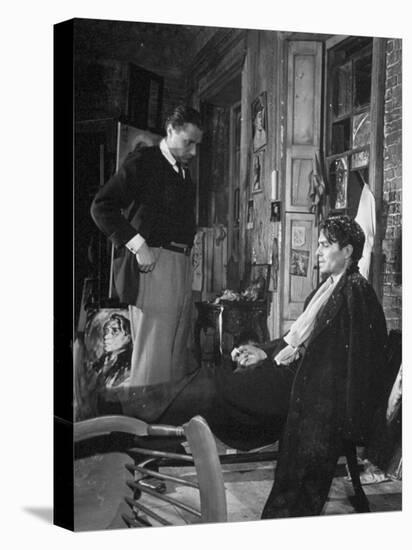 Director Carol Reed Working with Actor James Mason on Set of the Moive "Odd Man Out"-null-Premier Image Canvas