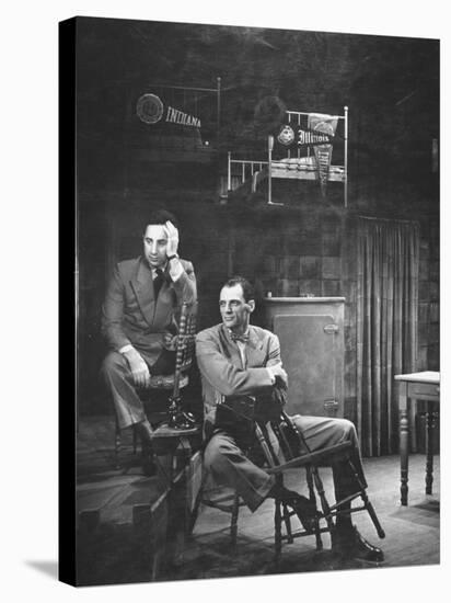 Director Elia Kazan and Playwright Arthur Miller Sitting on Broadway Set of Death of a Salesman-W^ Eugene Smith-Premier Image Canvas