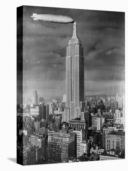 Dirigible Docked at Empire State Building-null-Premier Image Canvas