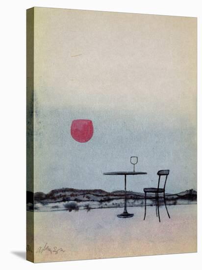 Displaced Red Wine from Glass on Outside Table Becomes the Setting Sun-George Adamson-Premier Image Canvas