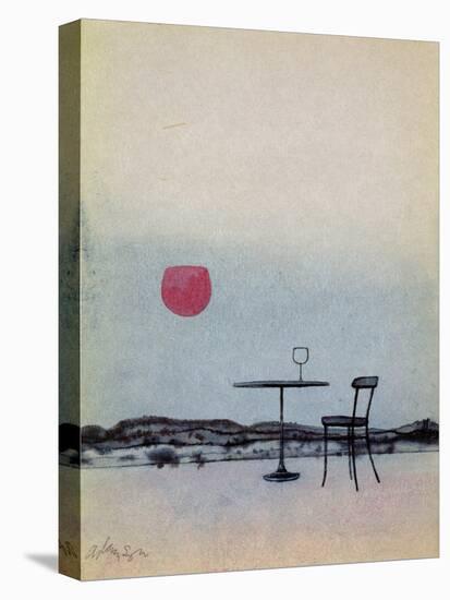 Displaced Red Wine from Glass on Outside Table Becomes the Setting Sun-George Adamson-Premier Image Canvas